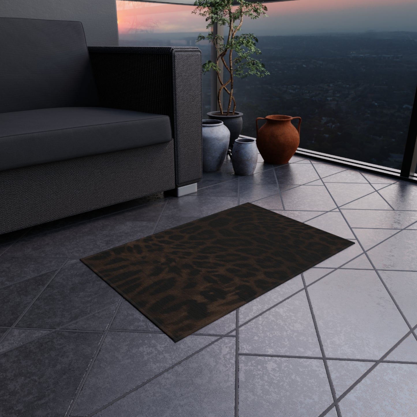 Leopard Print Outdoor Rug — Weatherproof Patio Mat