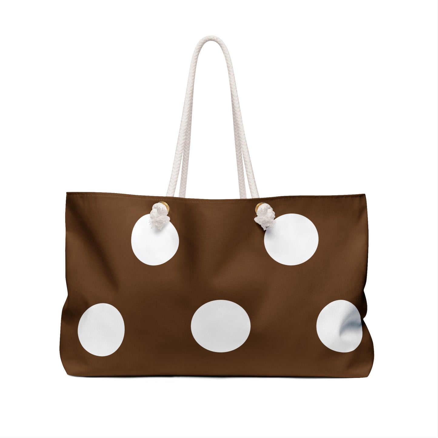 Polka Dot Weekender Bag — Brown & Cream Large Travel Tote