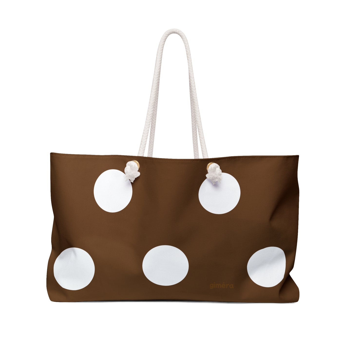 Polka Dot Weekender Bag — Brown & Cream Large Travel Tote
