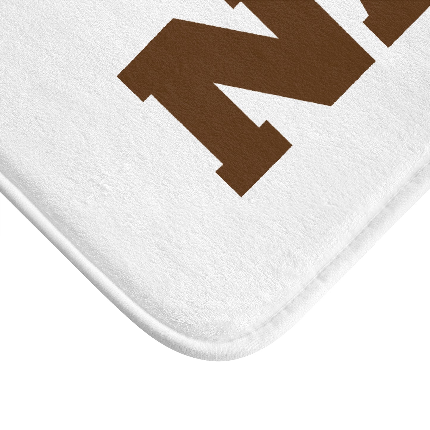 Get Naked Bath Mat — Funny Brown Bathroom Rug with Bold Text