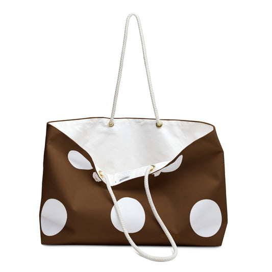 Polka Dot Weekender Bag — Brown & Cream Large Travel Tote